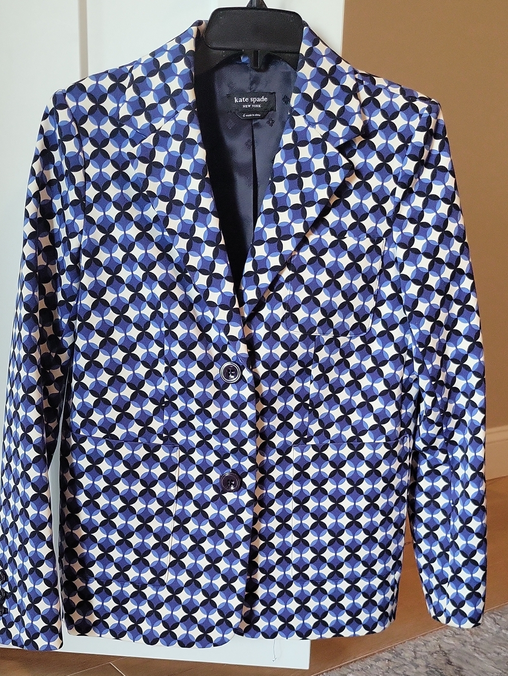 kate spade Blue and White Geometric Women's Blazer